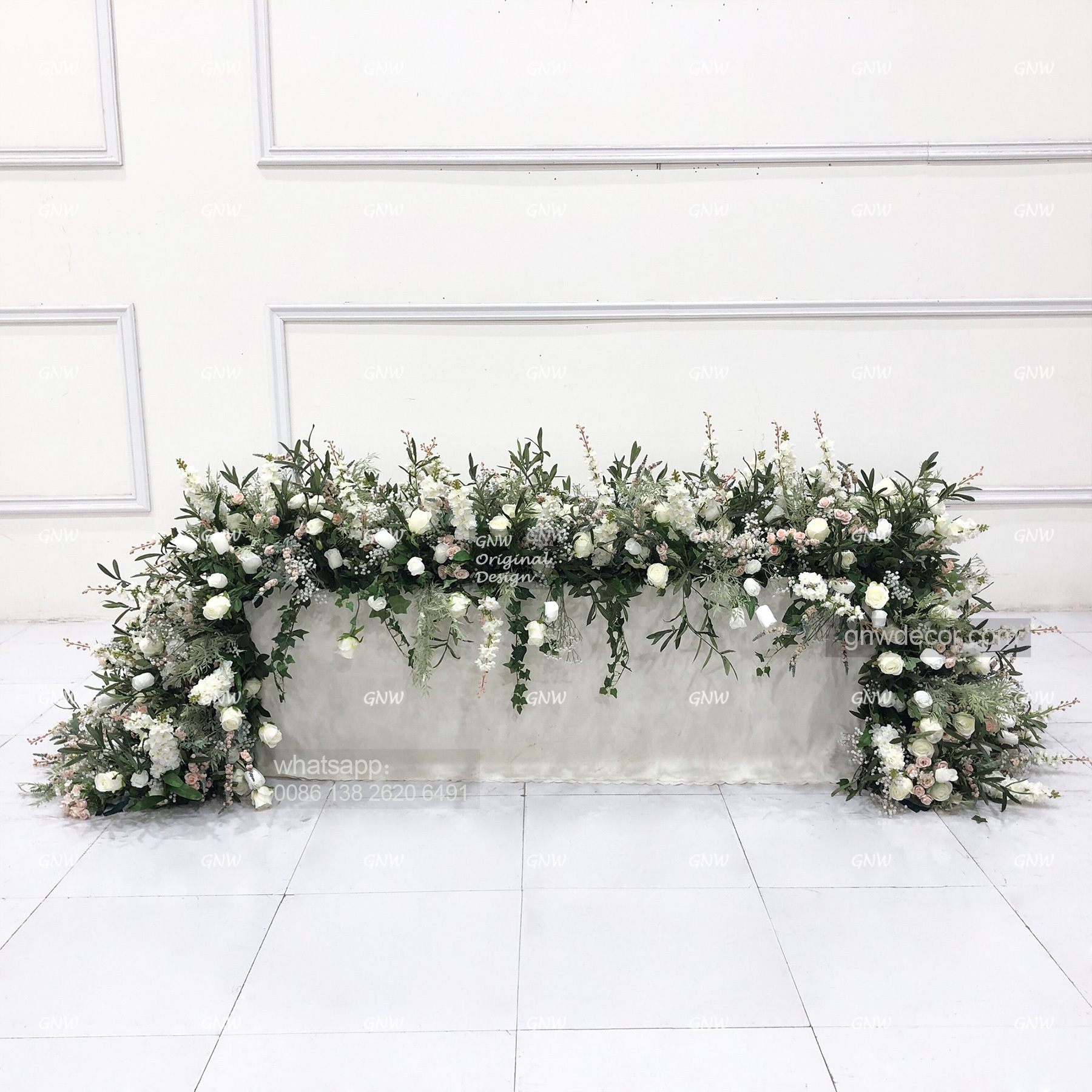 Artificial flower top table runner strip