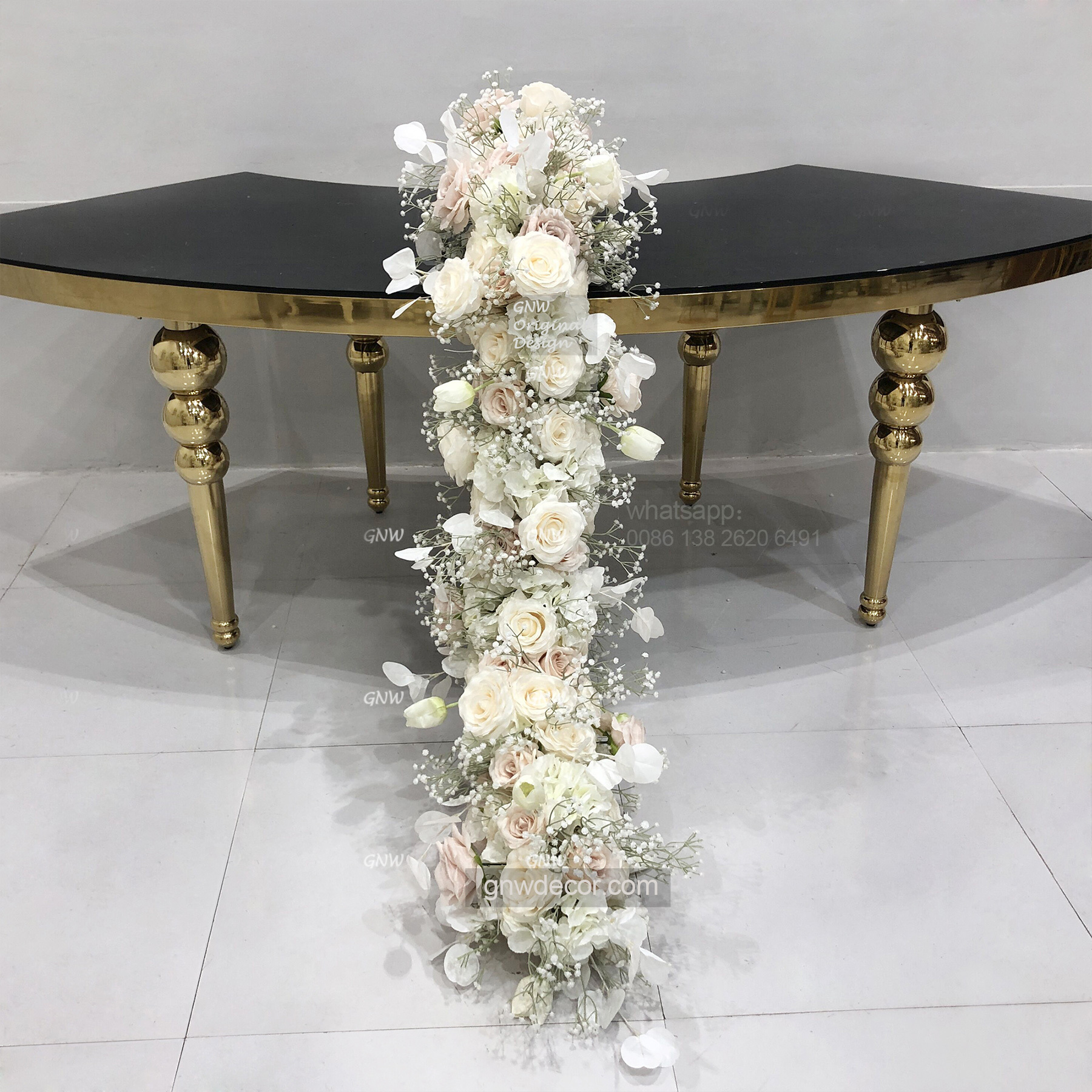 Artificial flower top table runner strip
