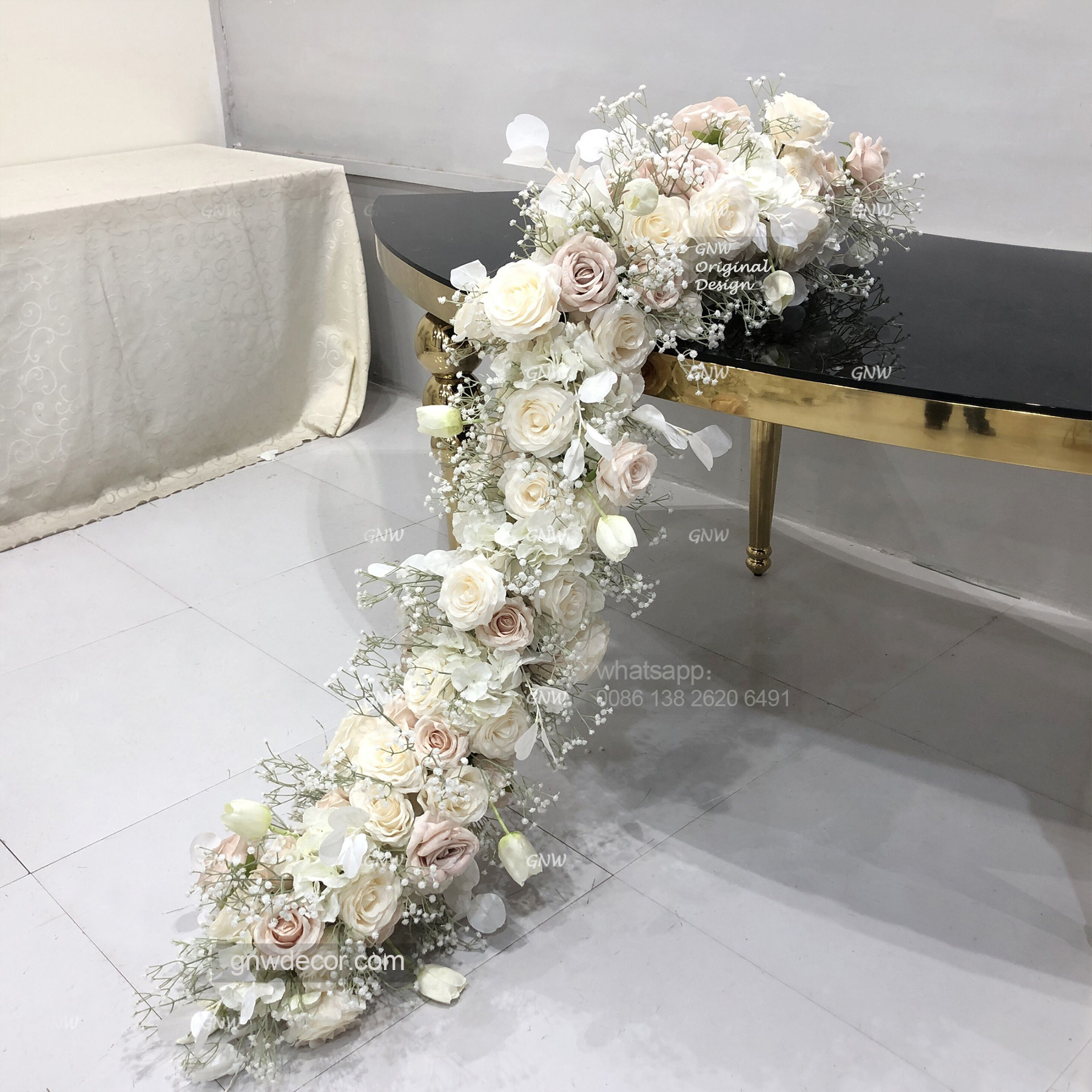Artificial flower top table runner strip