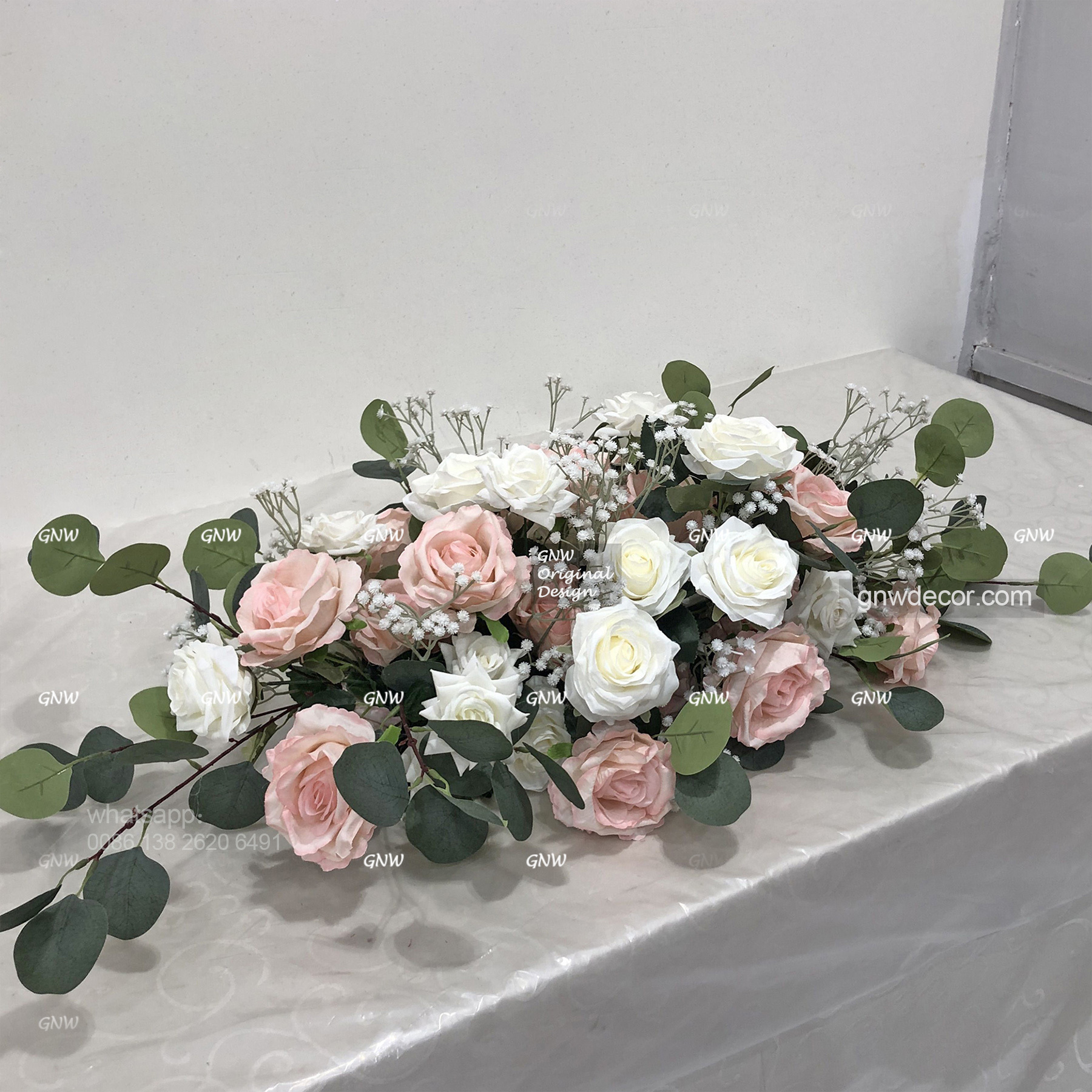 Artificial flower top table runner strip
