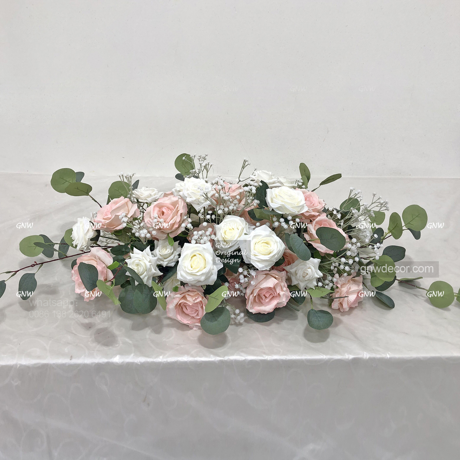 Artificial flower top table runner strip