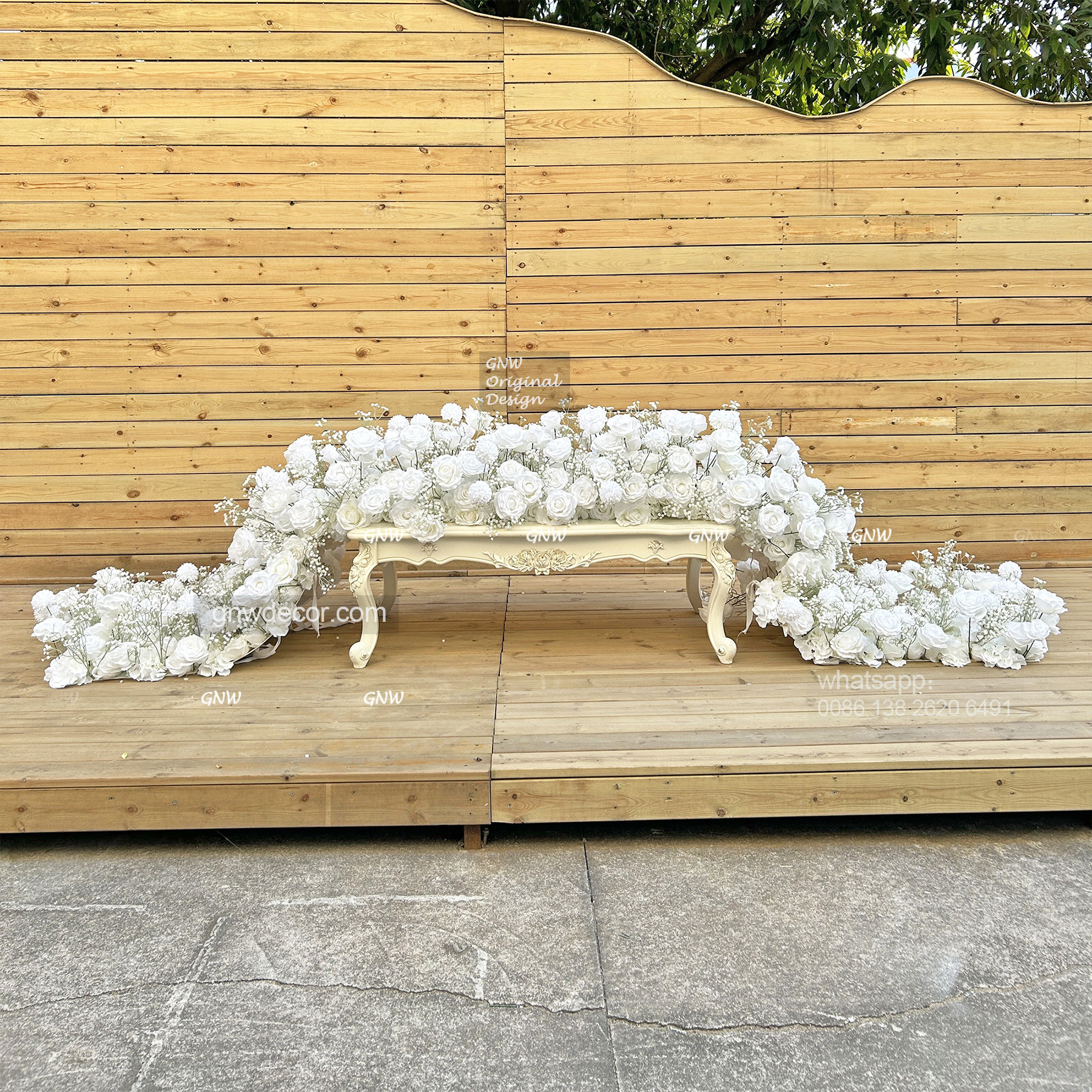 Artificial flower top table runner strip