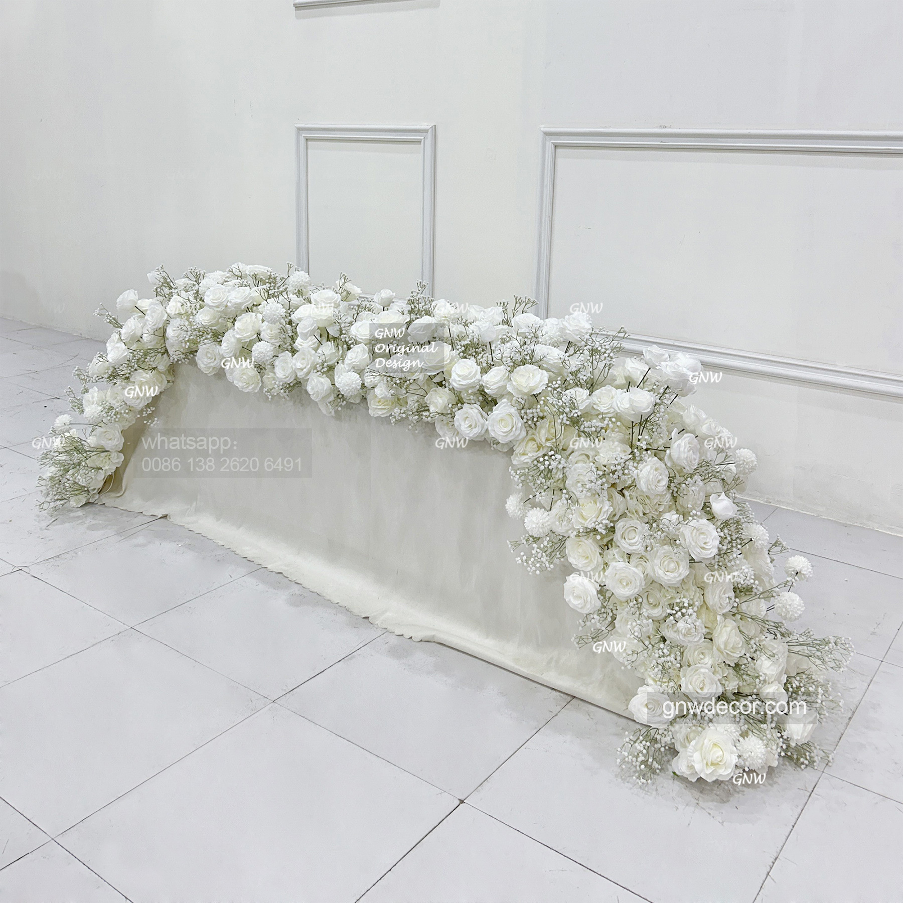 Artificial flower top table runner strip