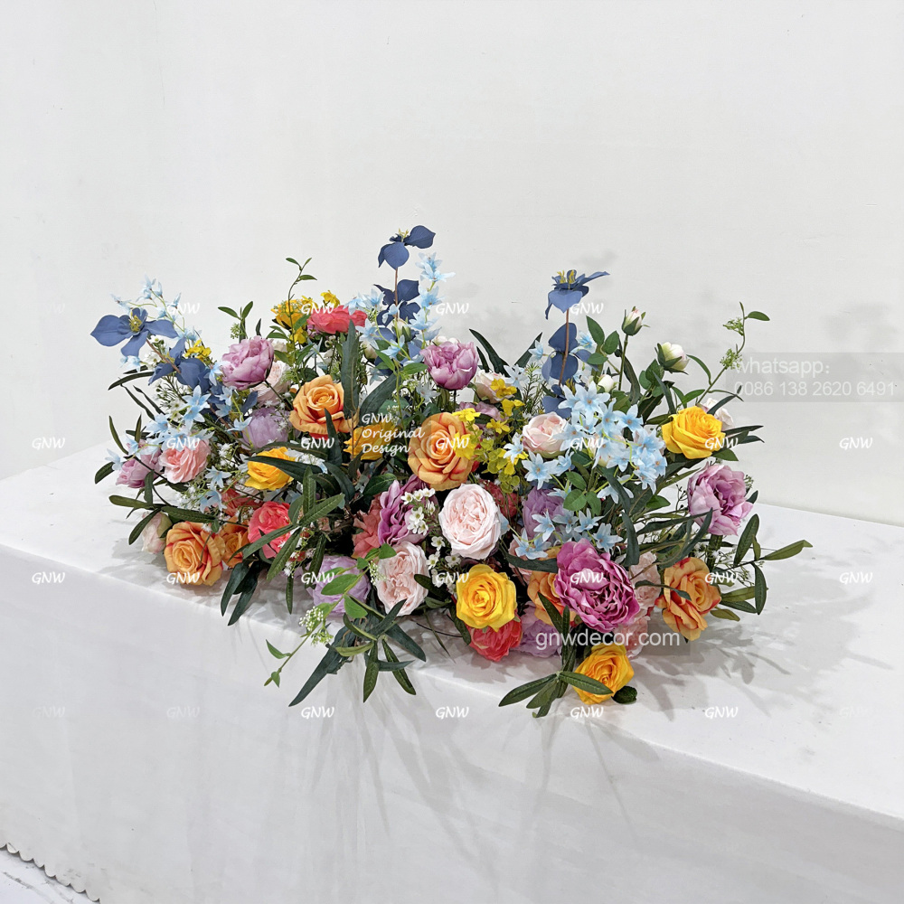 Artificial flower top table runner strip