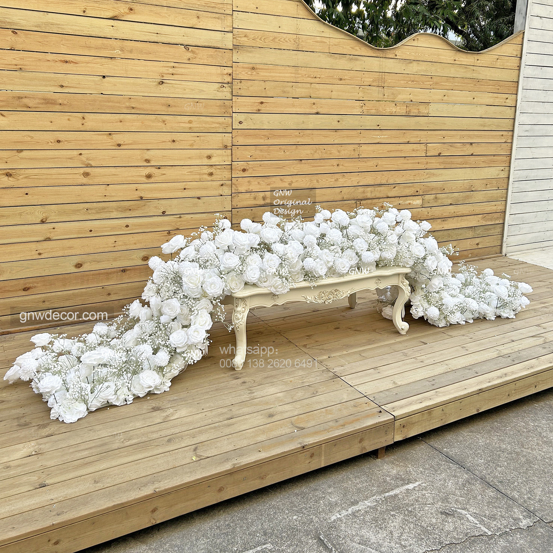 Artificial flower top table runner strip