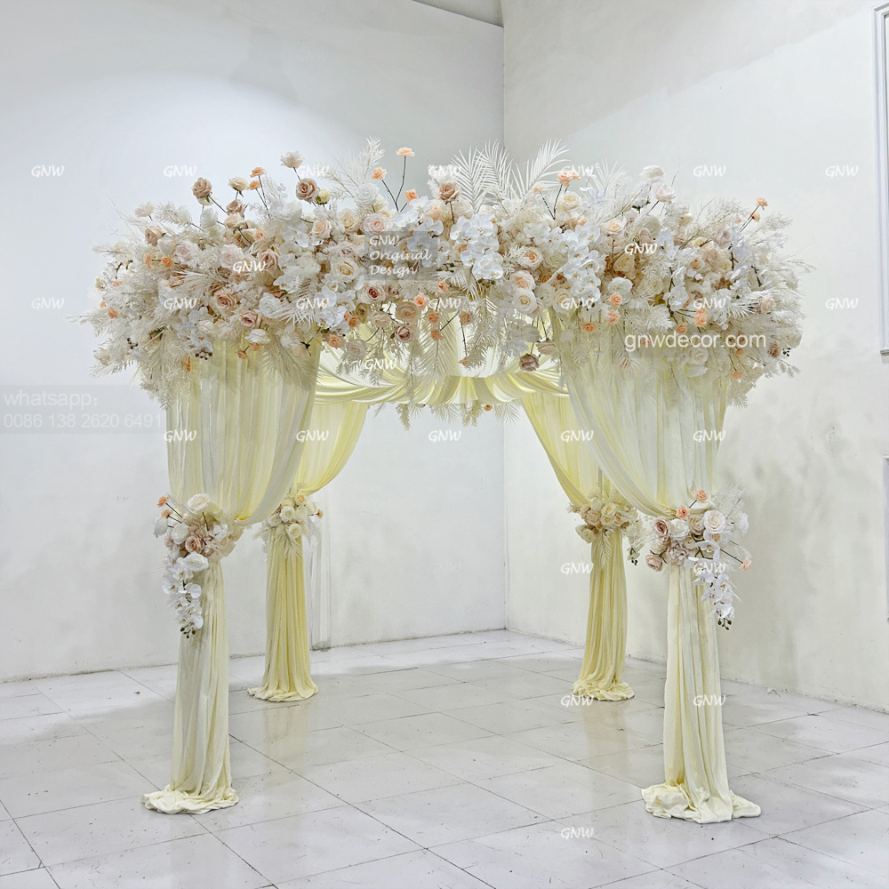 Artificial flower arch : 4 pillars mandap