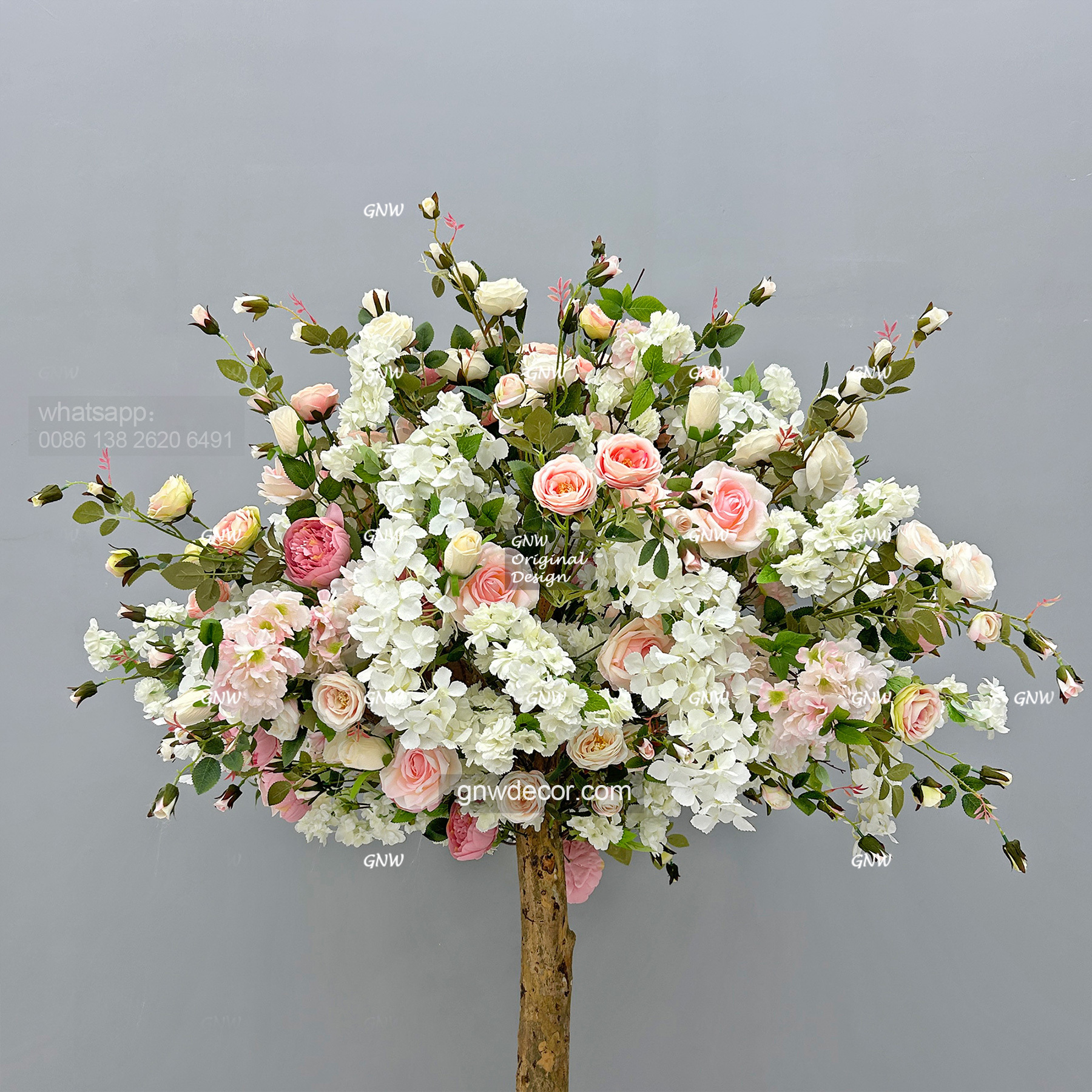 Artificial flower tree for table centerpiece