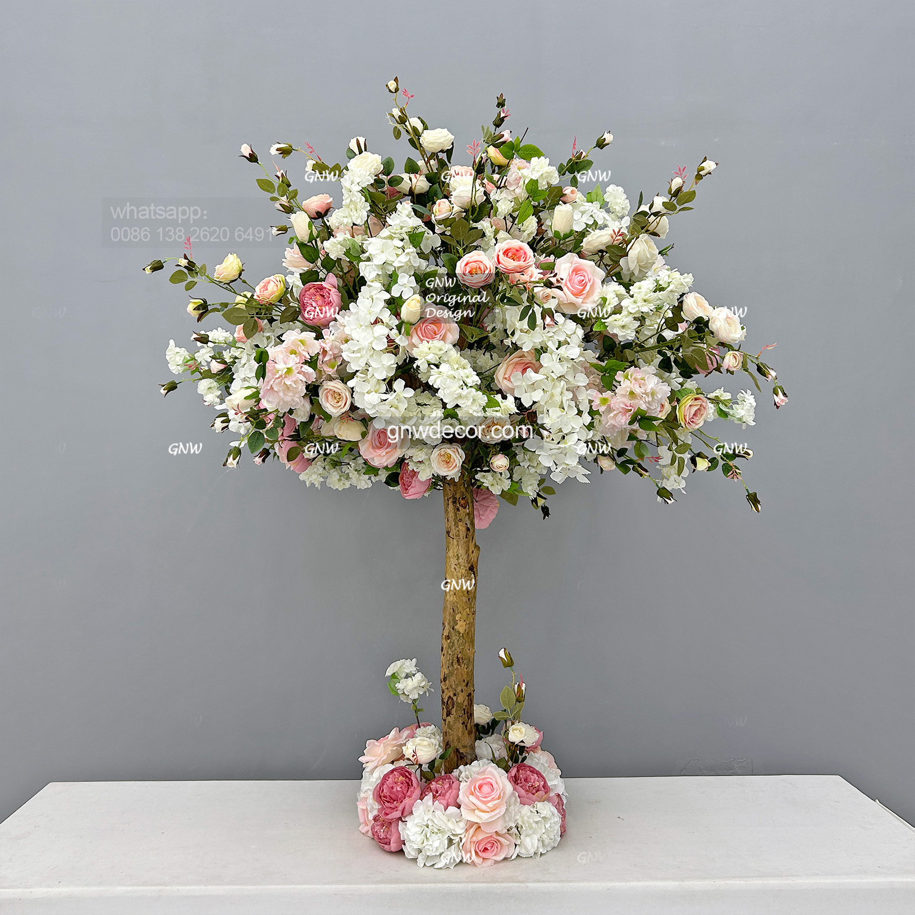 Artificial flower tree for table centerpiece
