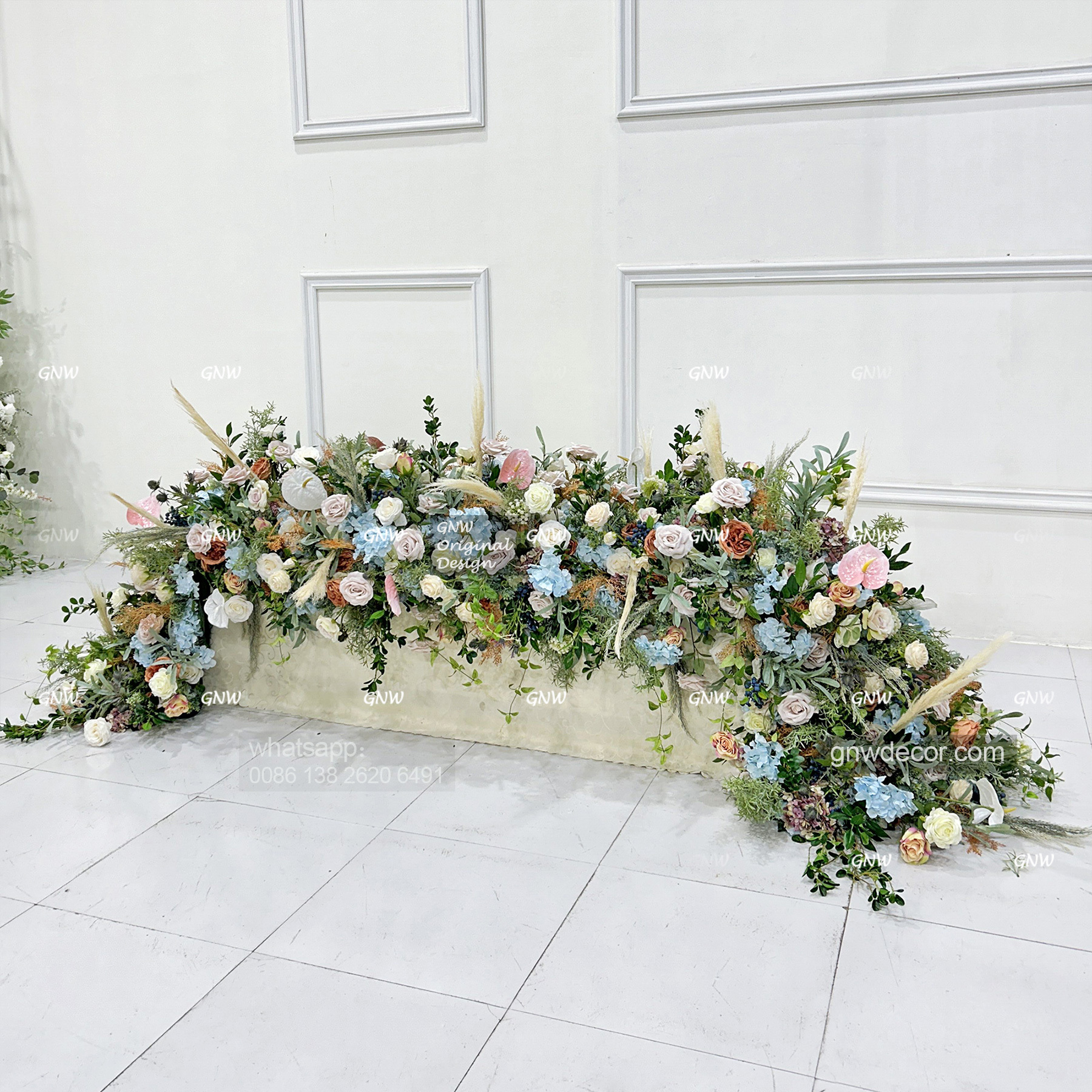 Artificial flower top table runner strip