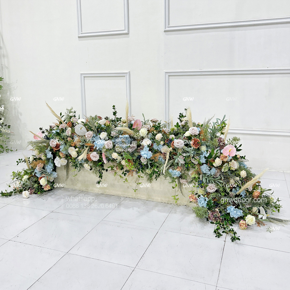 Artificial flower top table runner strip
