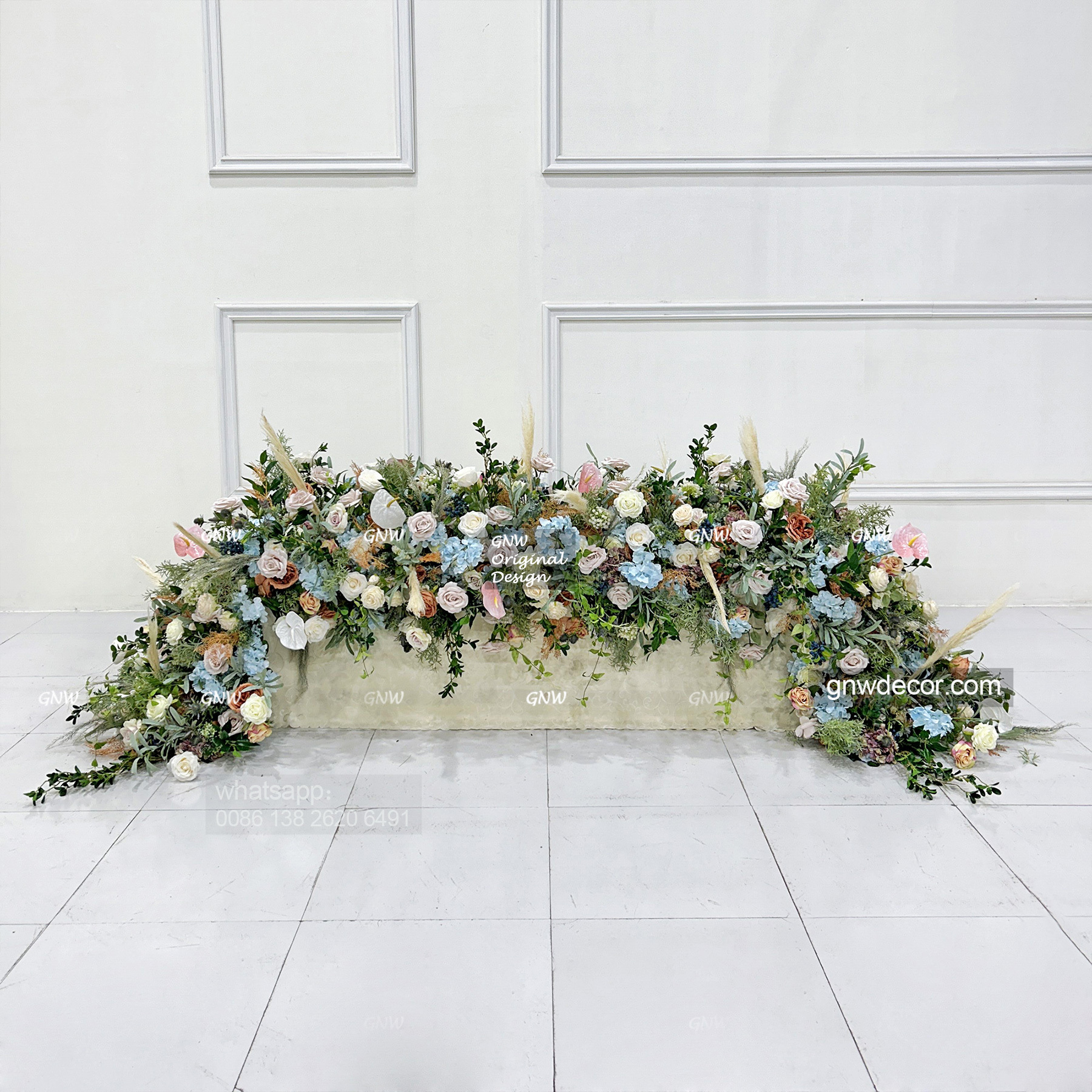 Artificial flower top table runner strip
