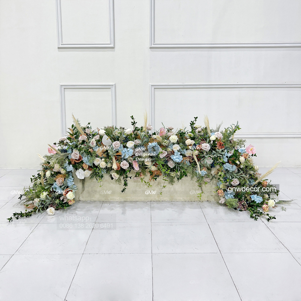 Artificial flower top table runner strip