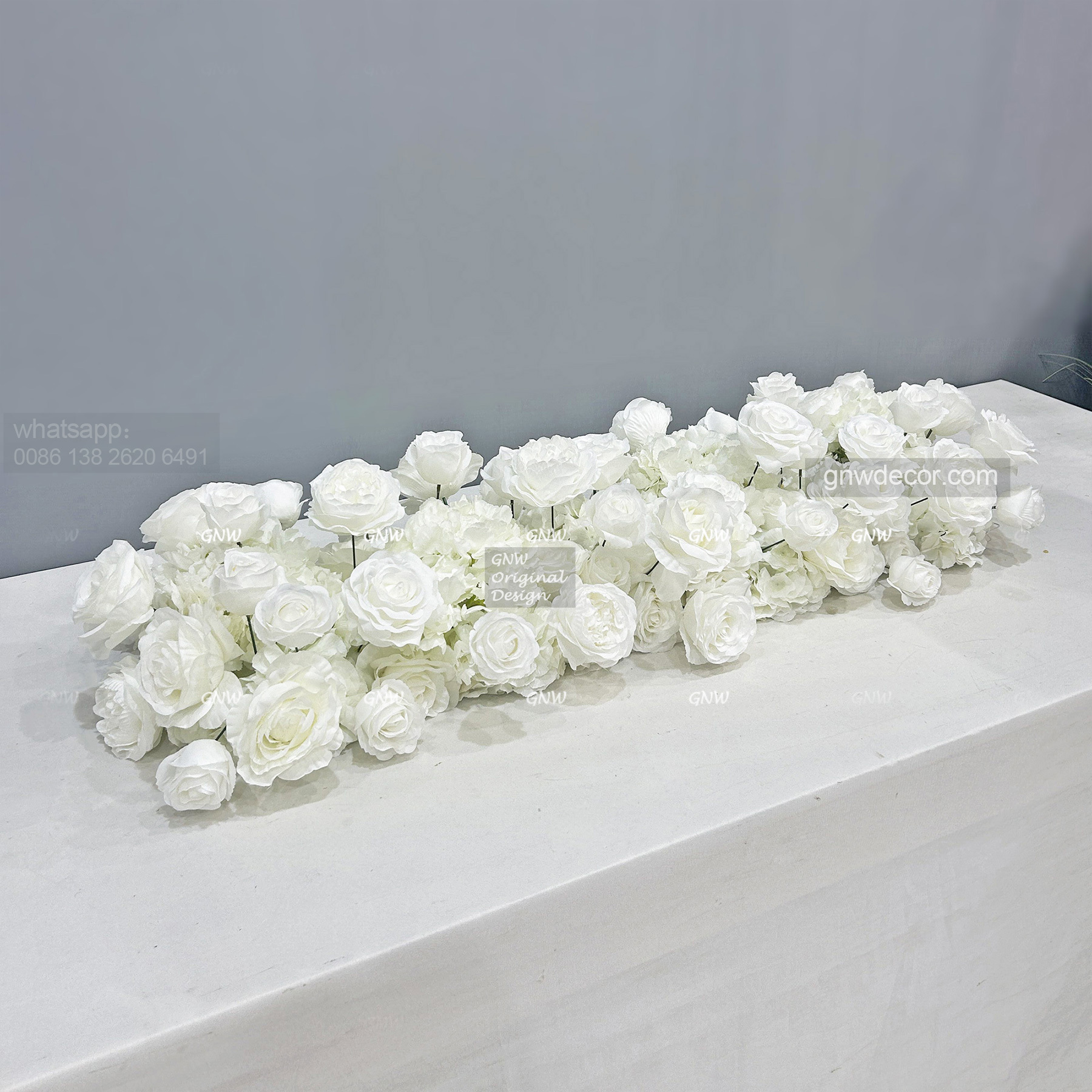 Artificial flower top table runner strip