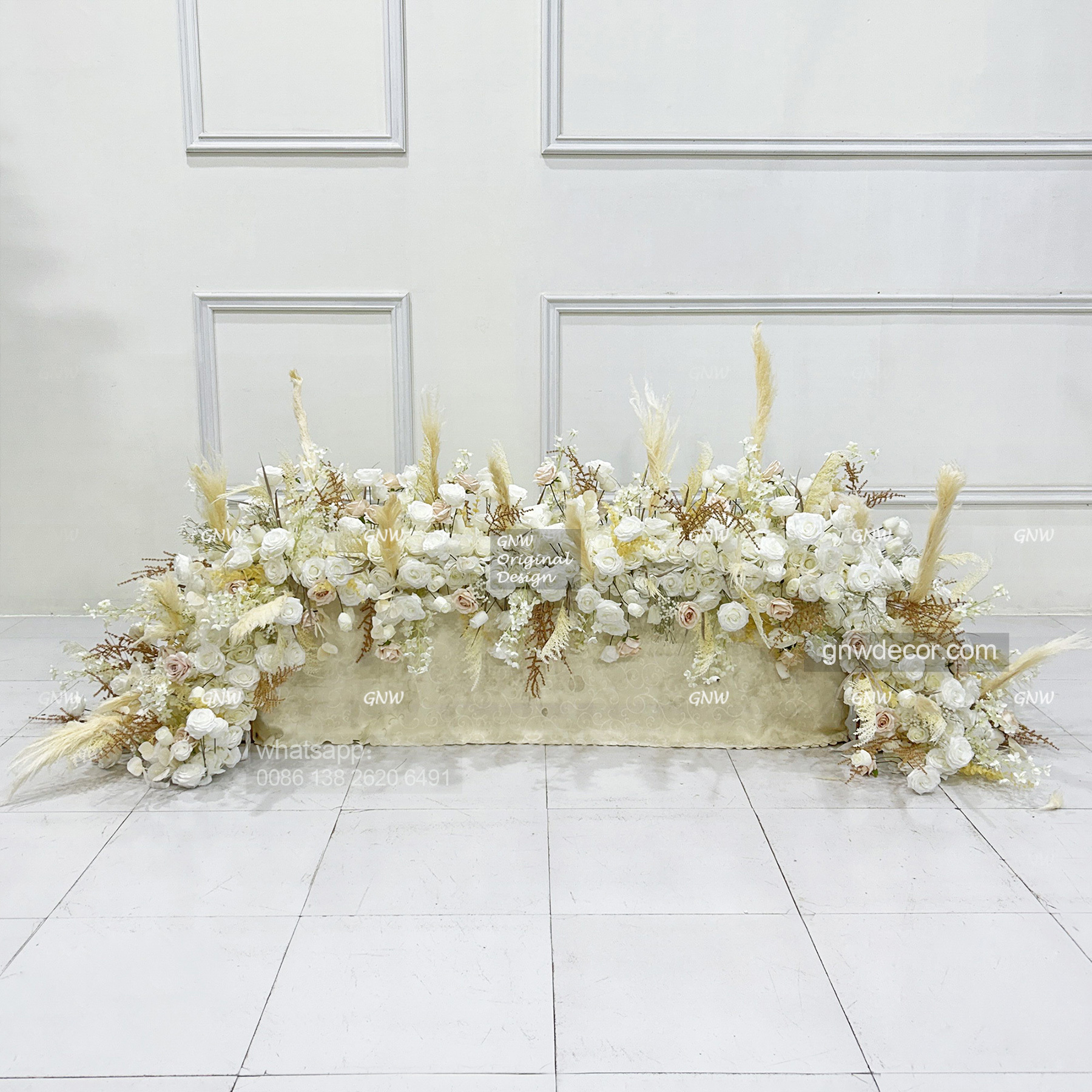Artificial flower top table runner strip