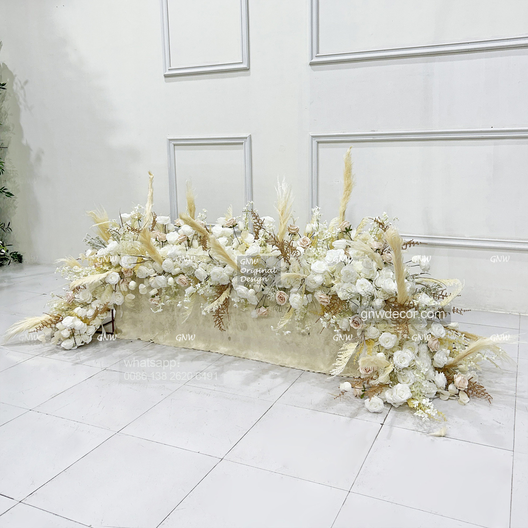 Artificial flower top table runner strip