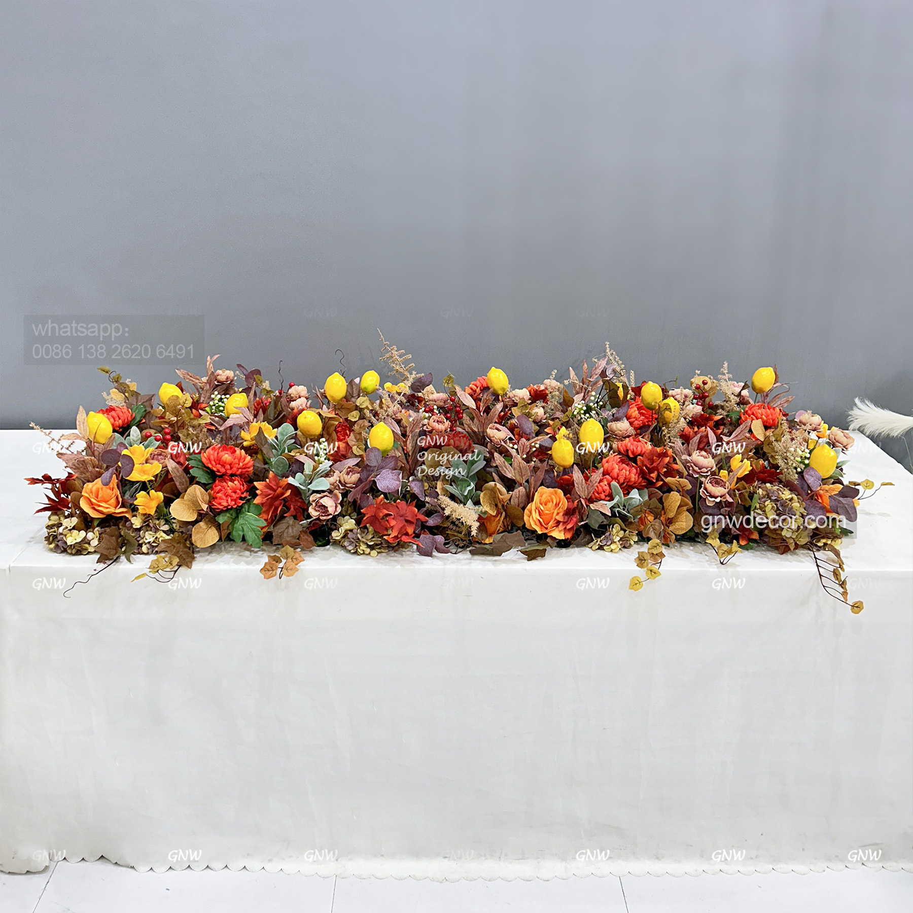 Artificial flower top table runner strip