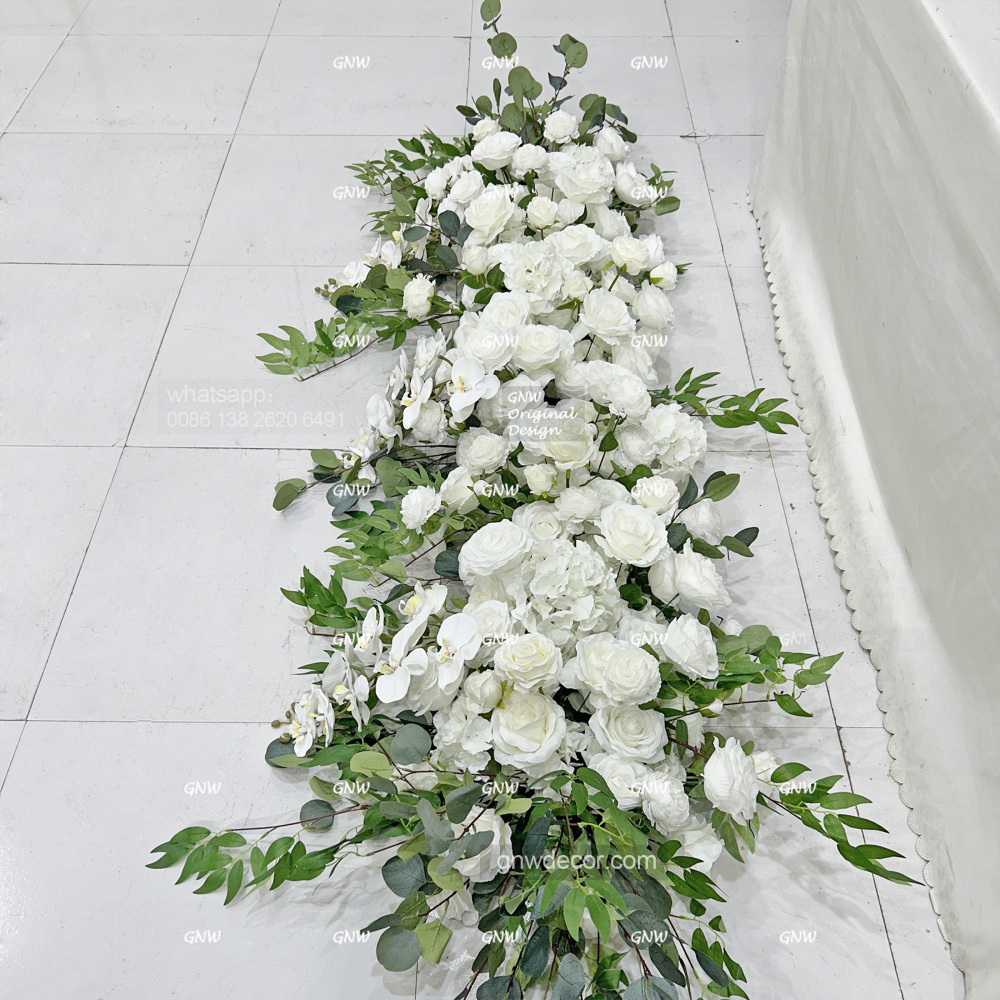 Artificial flower top table runner strip