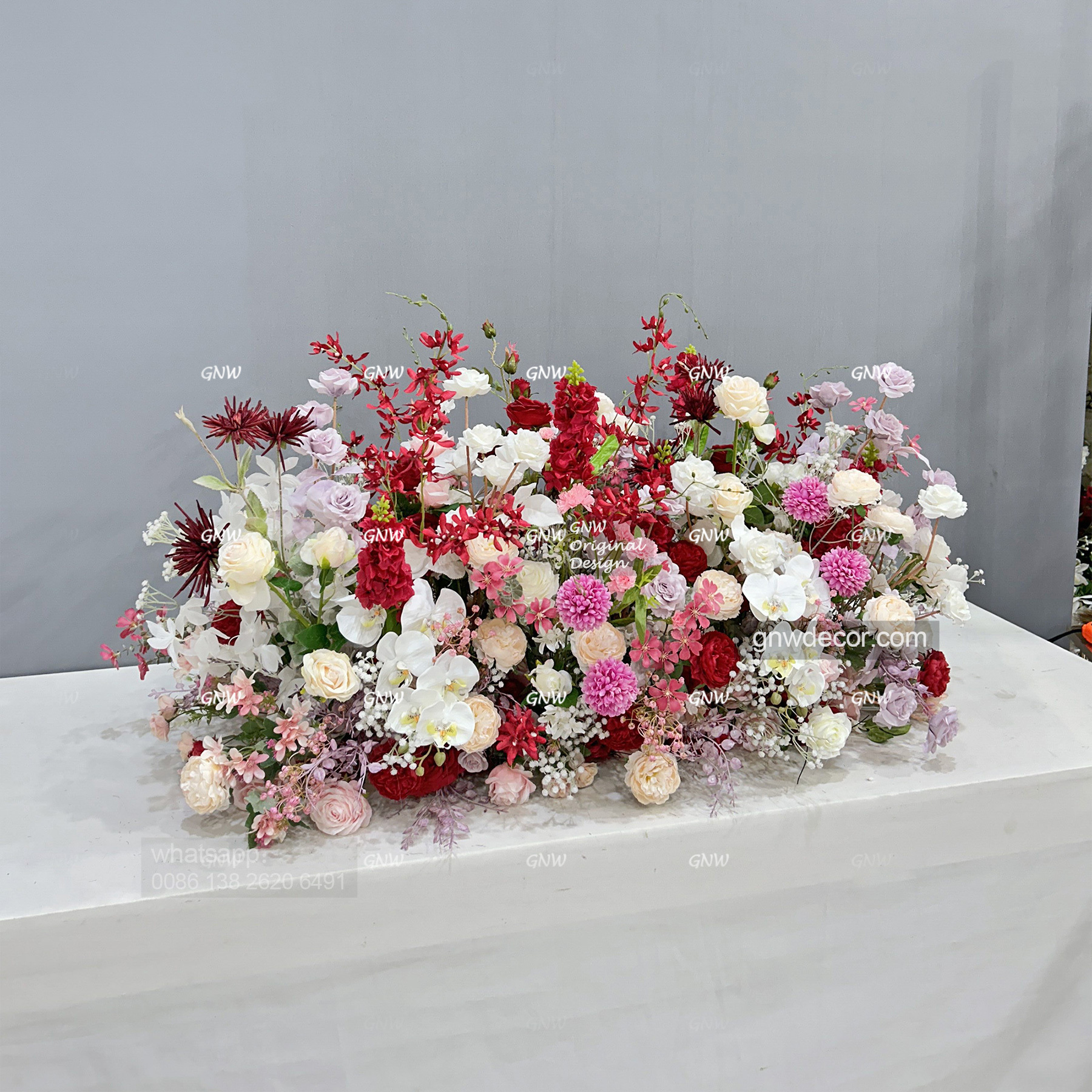Artificial flower top table runner strip