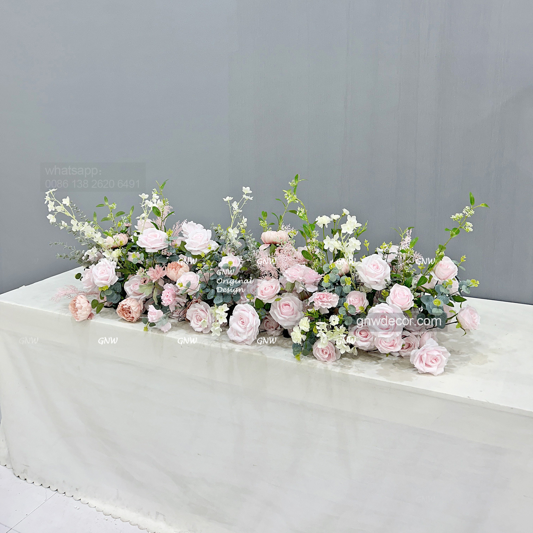 Artificial flower top table runner strip