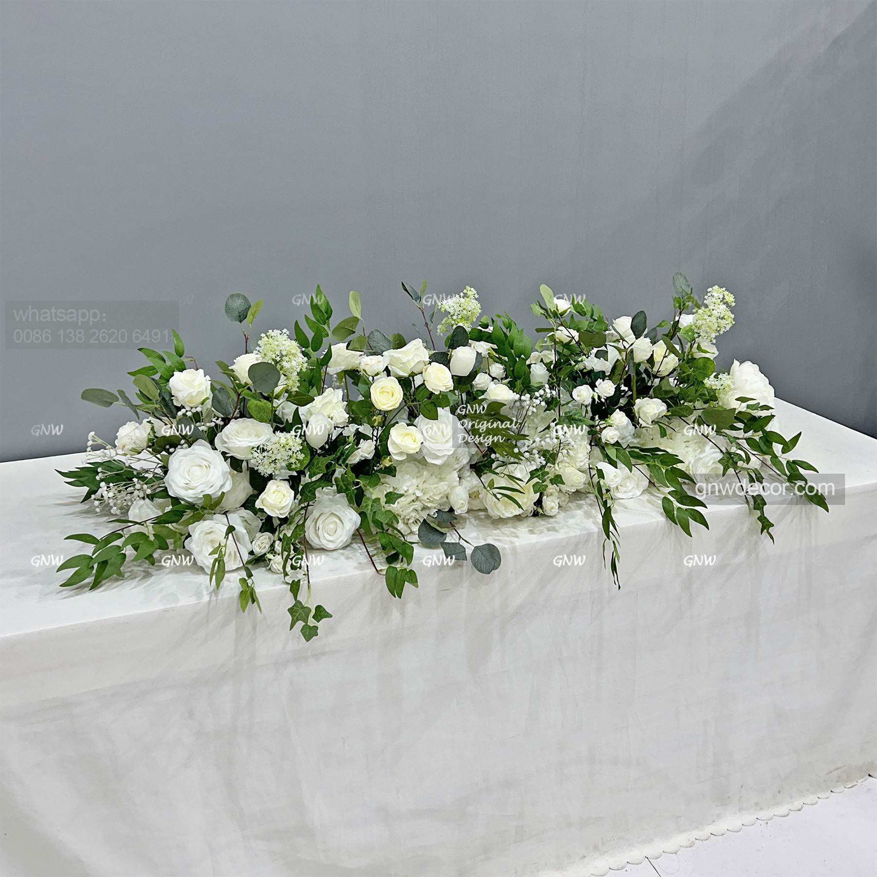 Artificial flower top table runner strip