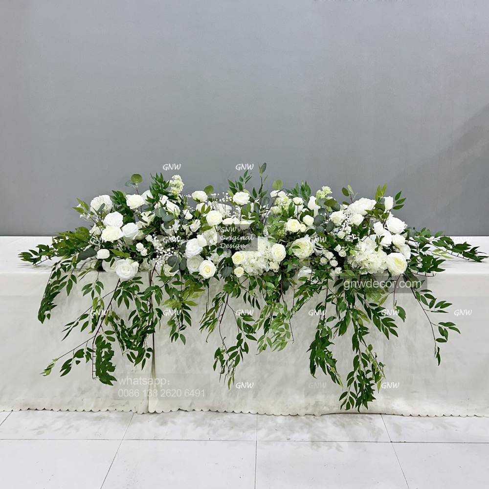 Artificial flower top table runner strip
