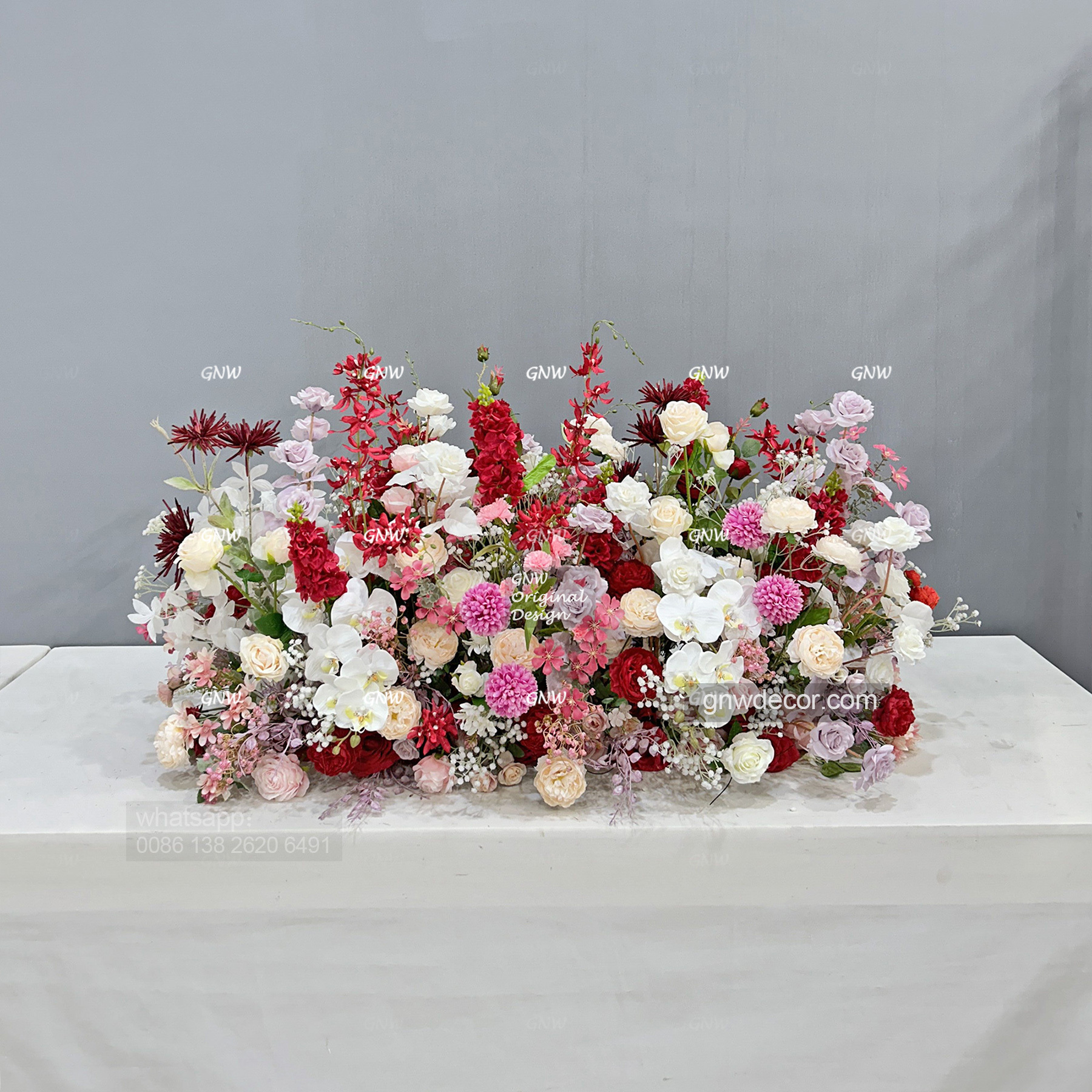 Artificial flower top table runner strip