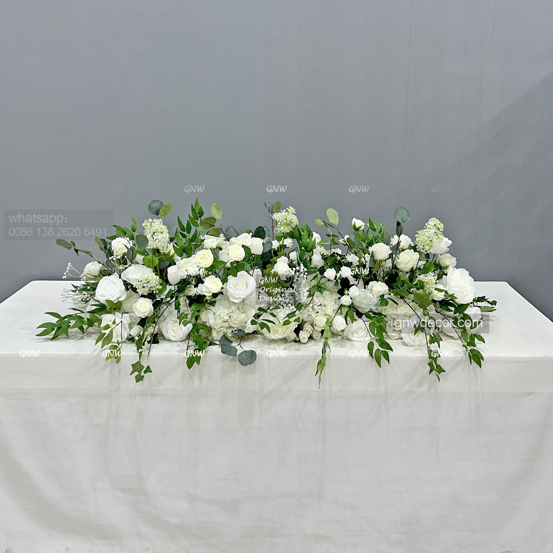 Artificial flower top table runner strip