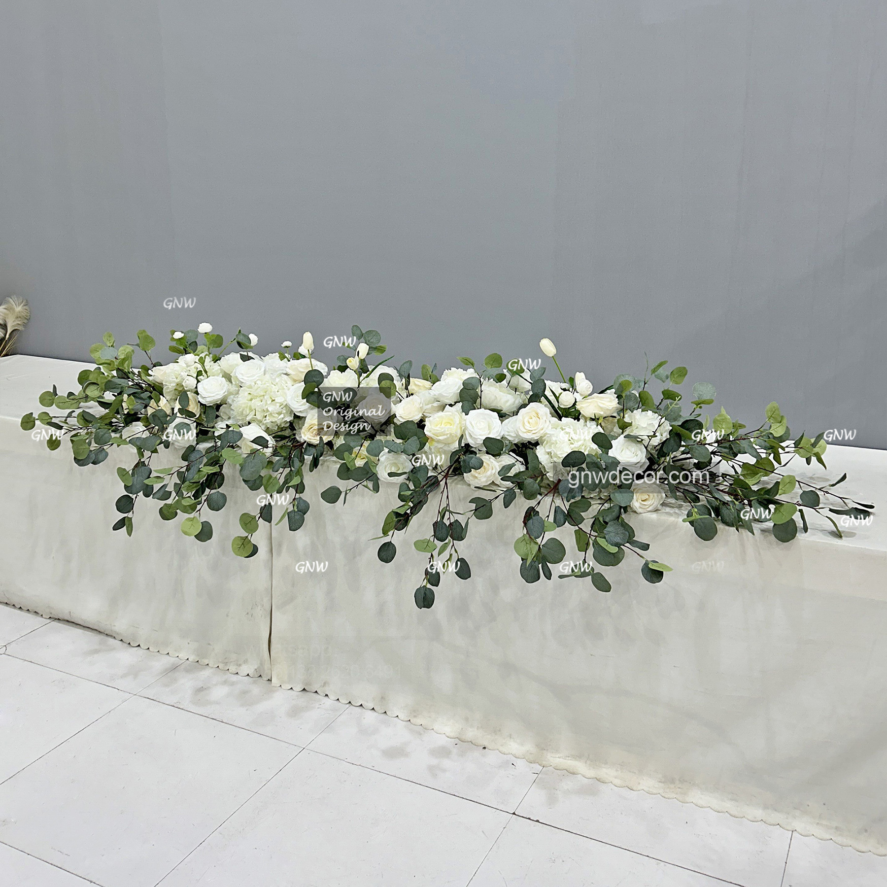Artificial flower top table runner strip