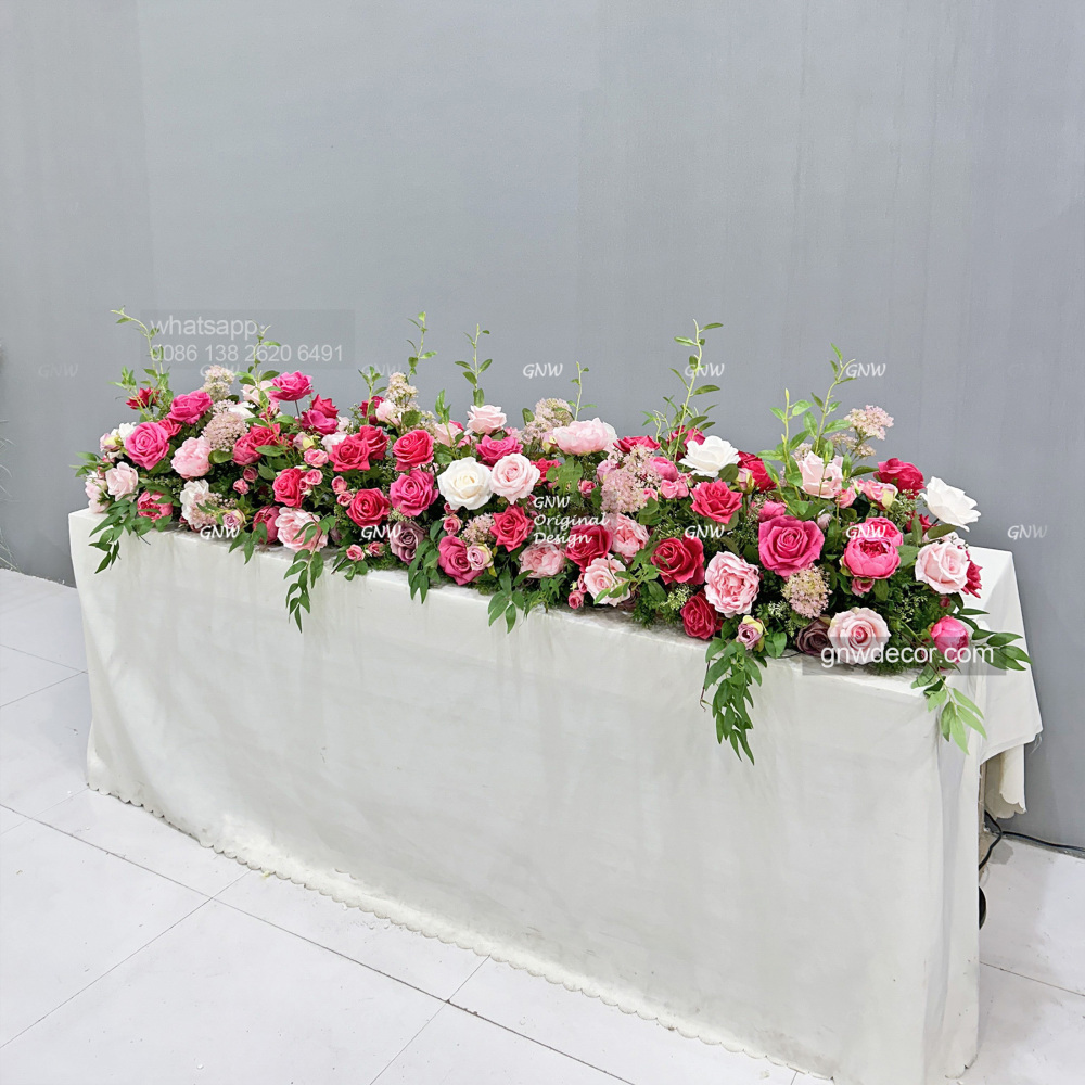 Artificial flower top table runner strip