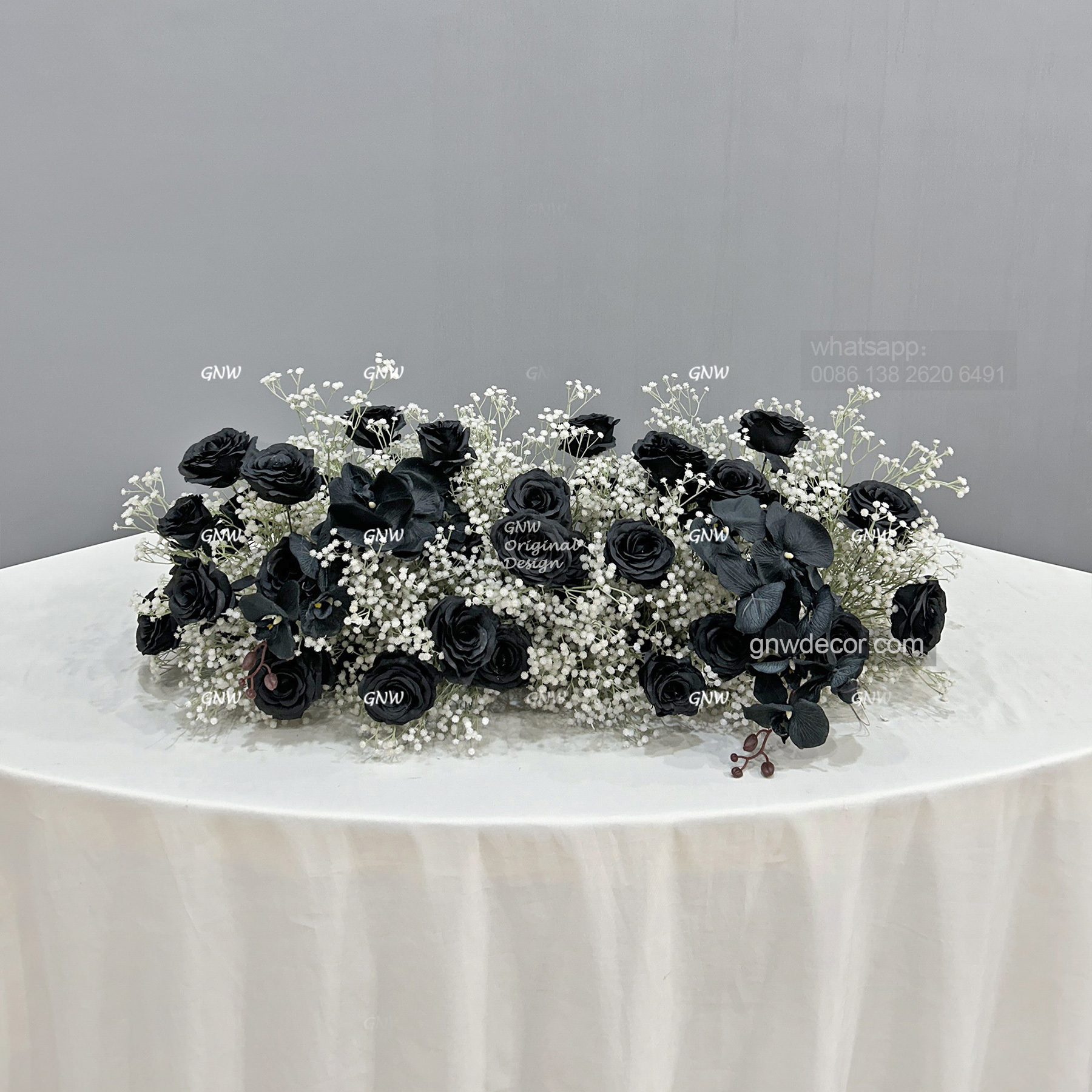 Artificial flower top table runner strip