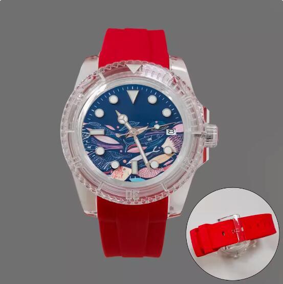 Night Glow Transparent Case Automatic Mechanical Watch Youth Style 40mm Paired with Japanese NH35 Movement