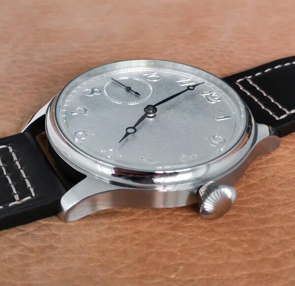 Men's 44mm manual mechanical watch mineral/sapphire glass watch genuine leather strap with ST3600 movement