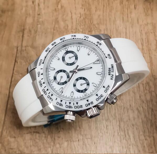 Men's quartz watch timing code 39mm stainless steel case sapphire glass rubber strap VK63 movement