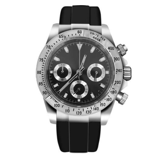 Men's quartz watch timing code 39mm stainless steel case sapphire glass rubber strap VK63 movement