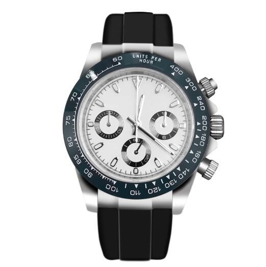 Men's quartz watch timing code 39mm stainless steel case sapphire glass rubber strap VK63 movement