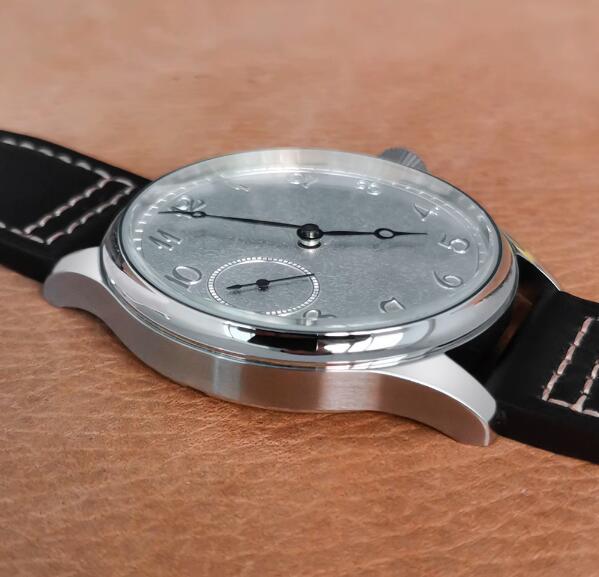 Men's 44mm manual mechanical watch mineral/sapphire glass watch genuine leather strap with ST3600 movement