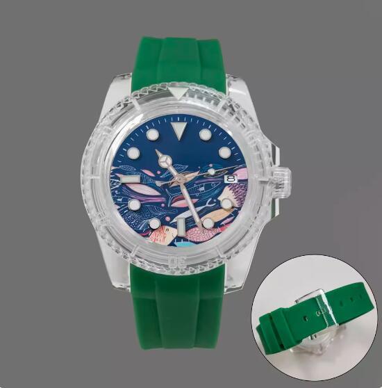 Night Glow Transparent Case Automatic Mechanical Watch Youth Style 40mm Paired with Japanese NH35 Movement