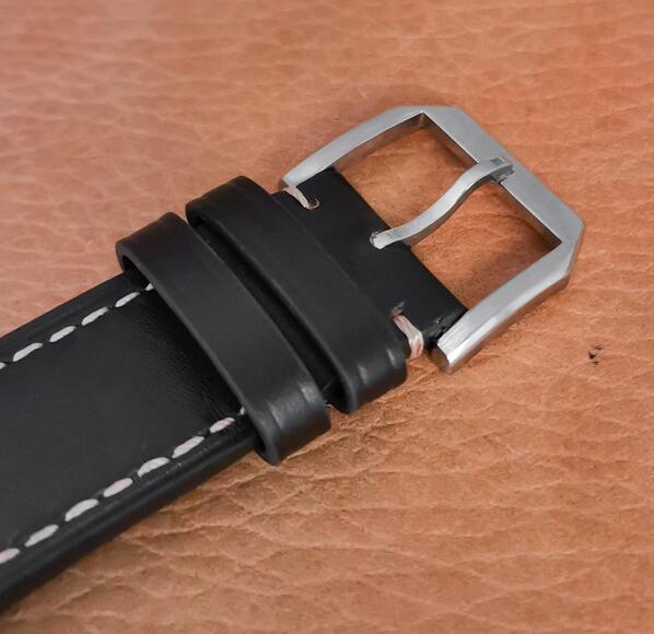 Men's 44mm manual mechanical watch mineral/sapphire glass watch genuine leather strap with ST3600 movement