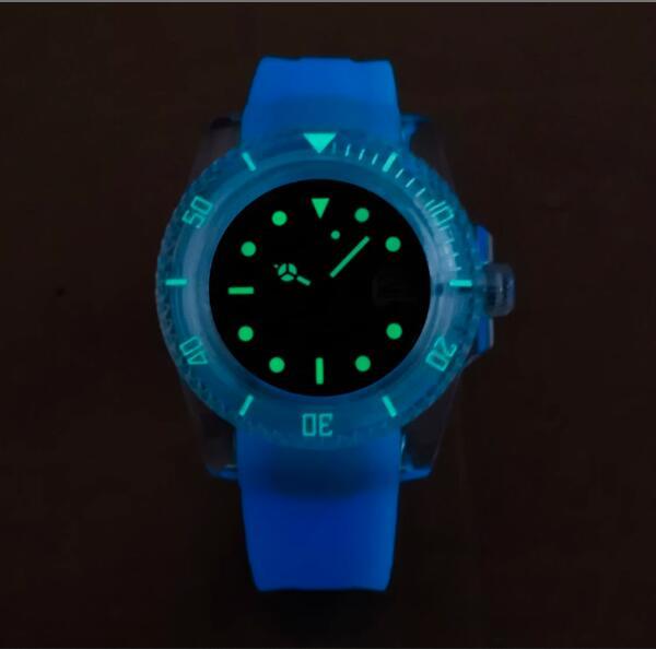 Night Glow Transparent Case Automatic Mechanical Watch Youth Style 40mm Paired with Japanese NH35 Movement