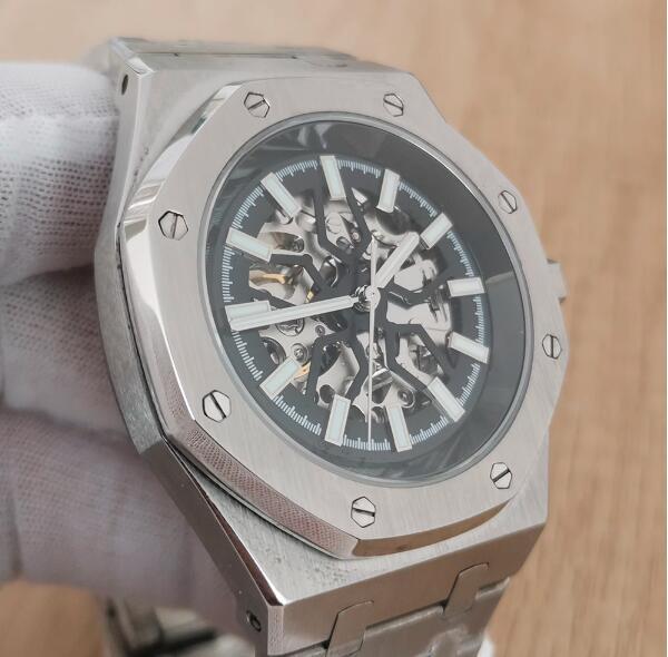 Men's mechanical watch with a 41mm hollow dial and stainless steel case paired with a brand new NH70 movement