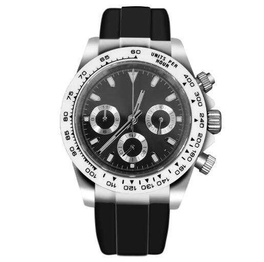 Men's quartz watch timing code 39mm stainless steel case sapphire glass rubber strap VK63 movement