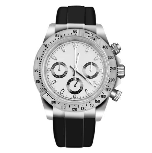 Men's quartz watch timing code 39mm stainless steel case sapphire glass rubber strap VK63 movement
