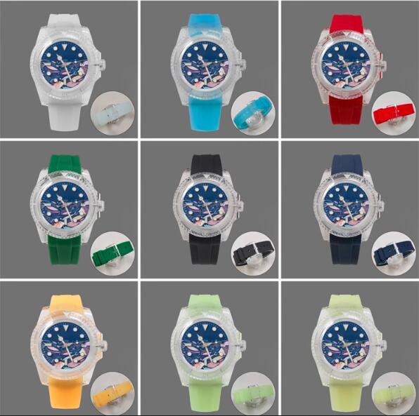 Night Glow Transparent Case Automatic Mechanical Watch Youth Style 40mm Paired with Japanese NH35 Movement