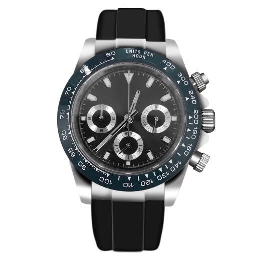 Men's quartz watch timing code 39mm stainless steel case sapphire glass rubber strap VK63 movement