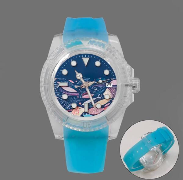 Night Glow Transparent Case Automatic Mechanical Watch Youth Style 40mm Paired with Japanese NH35 Movement