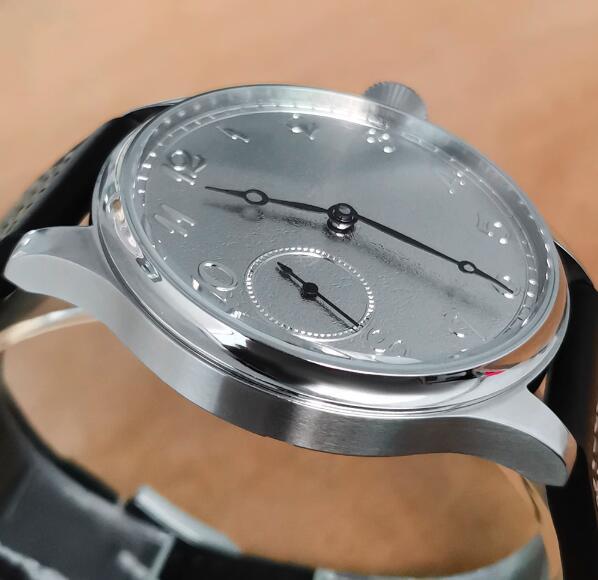 Men's 44mm manual mechanical watch mineral/sapphire glass watch genuine leather strap with ST3600 movement