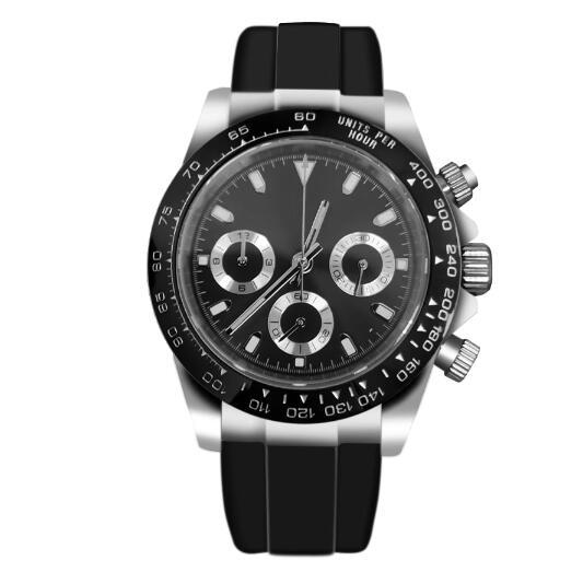 Men's quartz watch timing code 39mm stainless steel case sapphire glass rubber strap VK63 movement