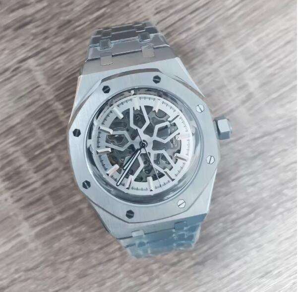 Men's mechanical watch with a 41mm hollow dial and stainless steel case paired with a brand new NH70 movement