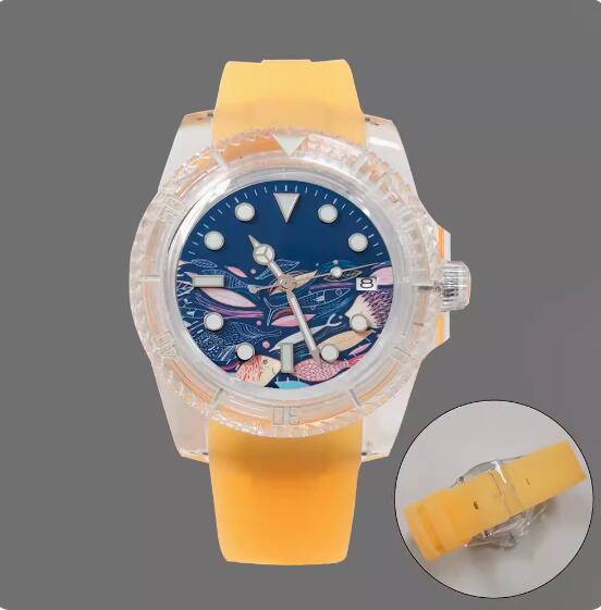 Night Glow Transparent Case Automatic Mechanical Watch Youth Style 40mm Paired with Japanese NH35 Movement