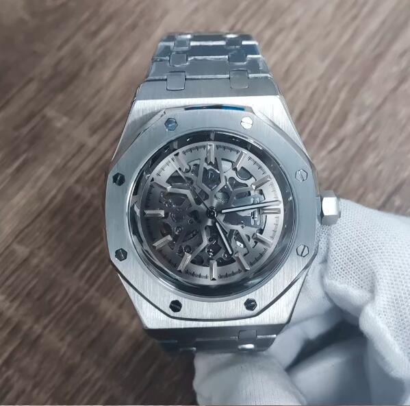 Men's mechanical watch with a 41mm hollow dial and stainless steel case paired with a brand new NH70 movement